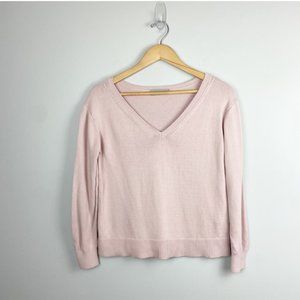 Everlane Soft Cotton Deep V Neck Pullover Sweater - XS Blush Pink
